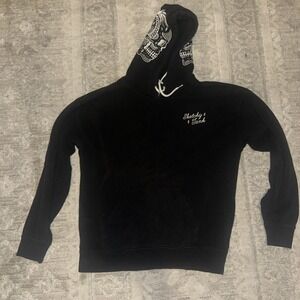 Sketchy Tank Black Hoodie Skeleton Skull Graphic Hood Pullover Sweatshirt Mens M